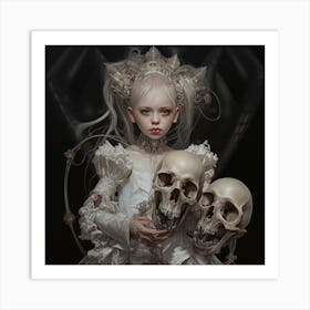 Girl With Skulls 3 Art Print