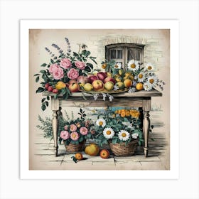 Fruit And Flowers Art Print