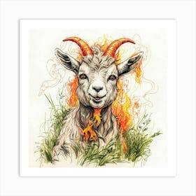 Goat On Fire 28 Art Print