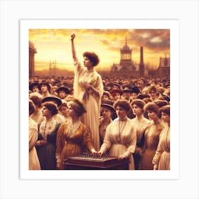 Woman In Front Of A Crowd Art Print