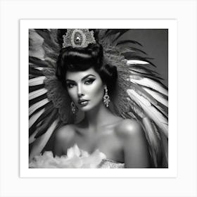 Beautiful Woman In Feathers 2 Art Print