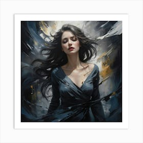 Woman With Long Black Hair Art Print