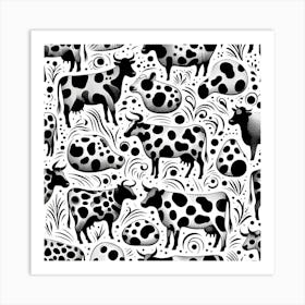 Seamless Pattern With Cows Art Print