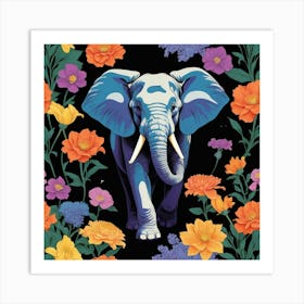 Elephant In Flowers 1 Art Print