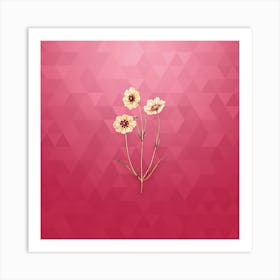 Vintage Perennial Dyer's Coreopsis Botanical in Gold on Viva Magenta n.0157 Art Print