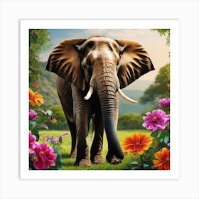 Beautiful Portrait of Elephant Art Print