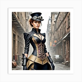 Steampunk Women's After Dinner Wear Cubism Style Art Print