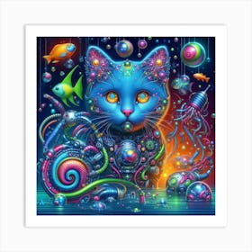 Psychedelic Cat 1 Art Print