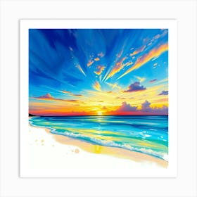 Sunset Beach Painting Art Print