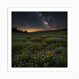 Milky Over Wildflowers Art Print