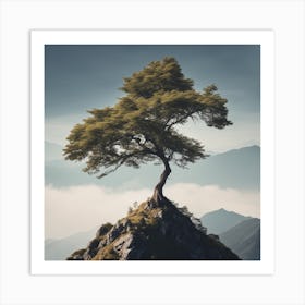 Lone Tree On Top Of Mountain 33 Art Print