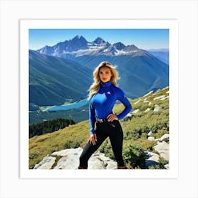 Woman In A Mountain Top Pose Art Print