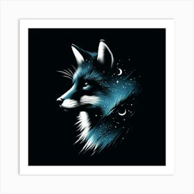 Fox and night sky 1 Art Print