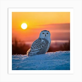 Firefly Majestic Snowy Owl In Serene Winter Sunrise 16325 (2) Art Print