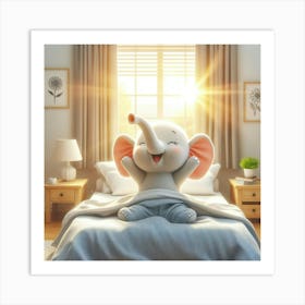 Cute Elephant In Bed 1 Art Print