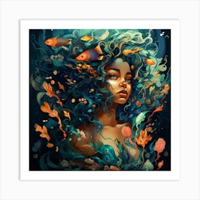 Underwater Girl Art Print