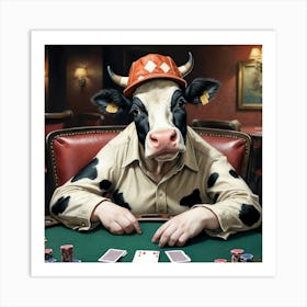 Poker Cow Art Print