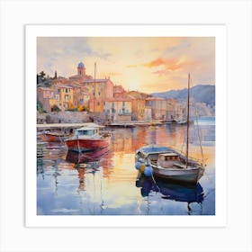 Sunset Serenity: Impressionist Whispers in the Italian Riviera Art Print