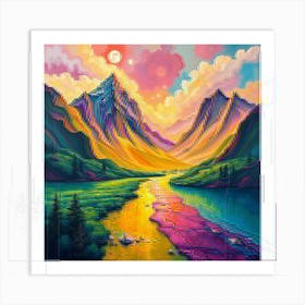 Sunset In The Mountains 3 Art Print