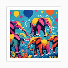 SWIMMING ELEPHANTS Art Print