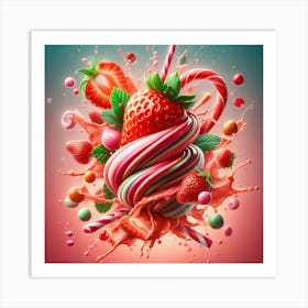Strawberry splash Art Print