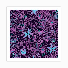 Stamping Pattern Leaves Drawing Art Print