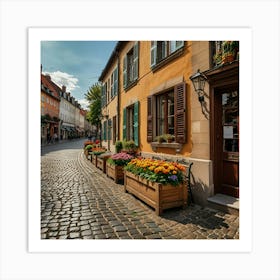 Cobblestone Street In Germany Art Print Art Print