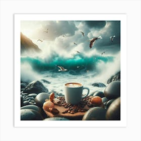 Coffee With Seagulls Art Print