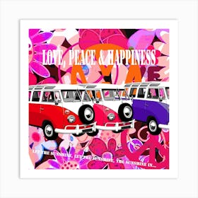 Vw Vans Flower Power Art Print