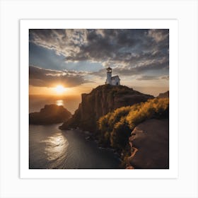 Sunrise At The Lighthouse Art Print