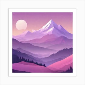 Misty mountains background in purple tone 102 Art Print