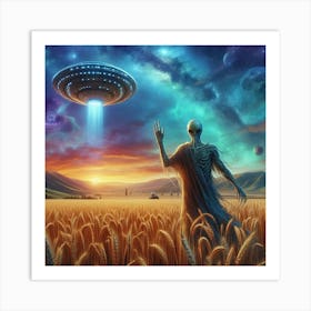 Alien In The Wheat Field 3 Art Print
