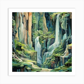 Waterfalls In The Forest Art Print