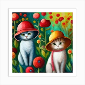 Adorable Kittens In Hats Art Print
