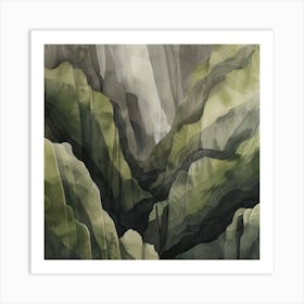 Japanese Watercolour Of Mount Daisen 2 Art Print