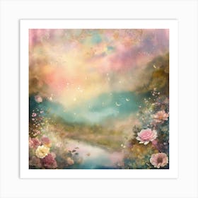 Shabby Chic Dreamy Mist Pastel Junk Journals Karma (2) Art Print