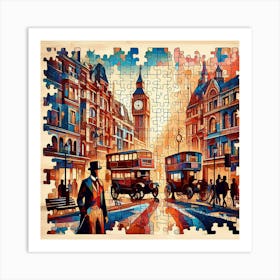 Abstract Puzzle Art English gentleman in London 3 Art Print