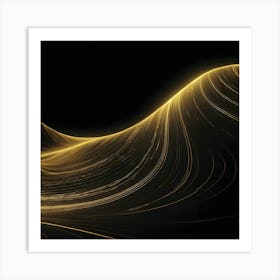 Abstract Golden Wave 1 Art Print