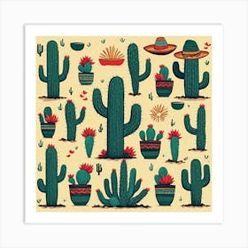 Mexican Cactus Set Art Print