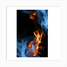 Blue And Orange Flames Art Print