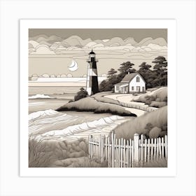 Lighthouse At Dusk 2 Art Print