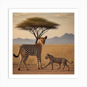 Zebra And Cub Art Print