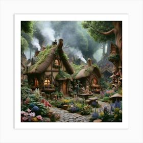 Fairy Village paintings art print 3 Art Print