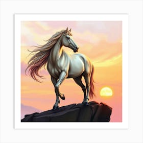 Horse At Sunset 11 Art Print