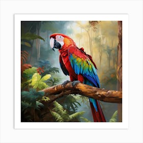 Macaw Parrot In Tree 5 Art Print