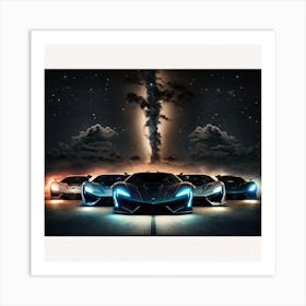 Supercars In The Night Sky Art Print