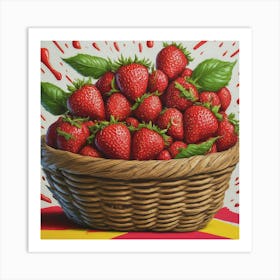 Strawberries In A Basket Art Print