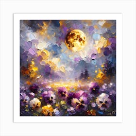 Pansies In The Moonlight Art Print