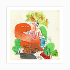 cute bug nestled in a village in summer Art Print