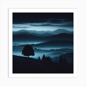 Lone Tree In The Mist Art Print